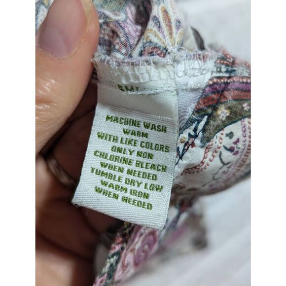 Orvis Women's Multi-Color Paisley Cotton Button-Front Long-Sleeve Shirt Size 14 - Picture 6 of 9